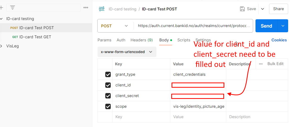 Filling in missing client_id, and client_secret